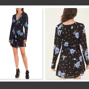 New Free People Date Night Long Sleeve V-Neck Mini Dress Size M